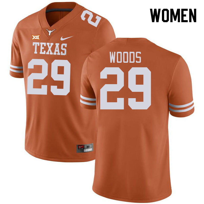 Women #29 Ky Woods Texas Longhorns 2023 College Football Jerseys Stitched-Orange